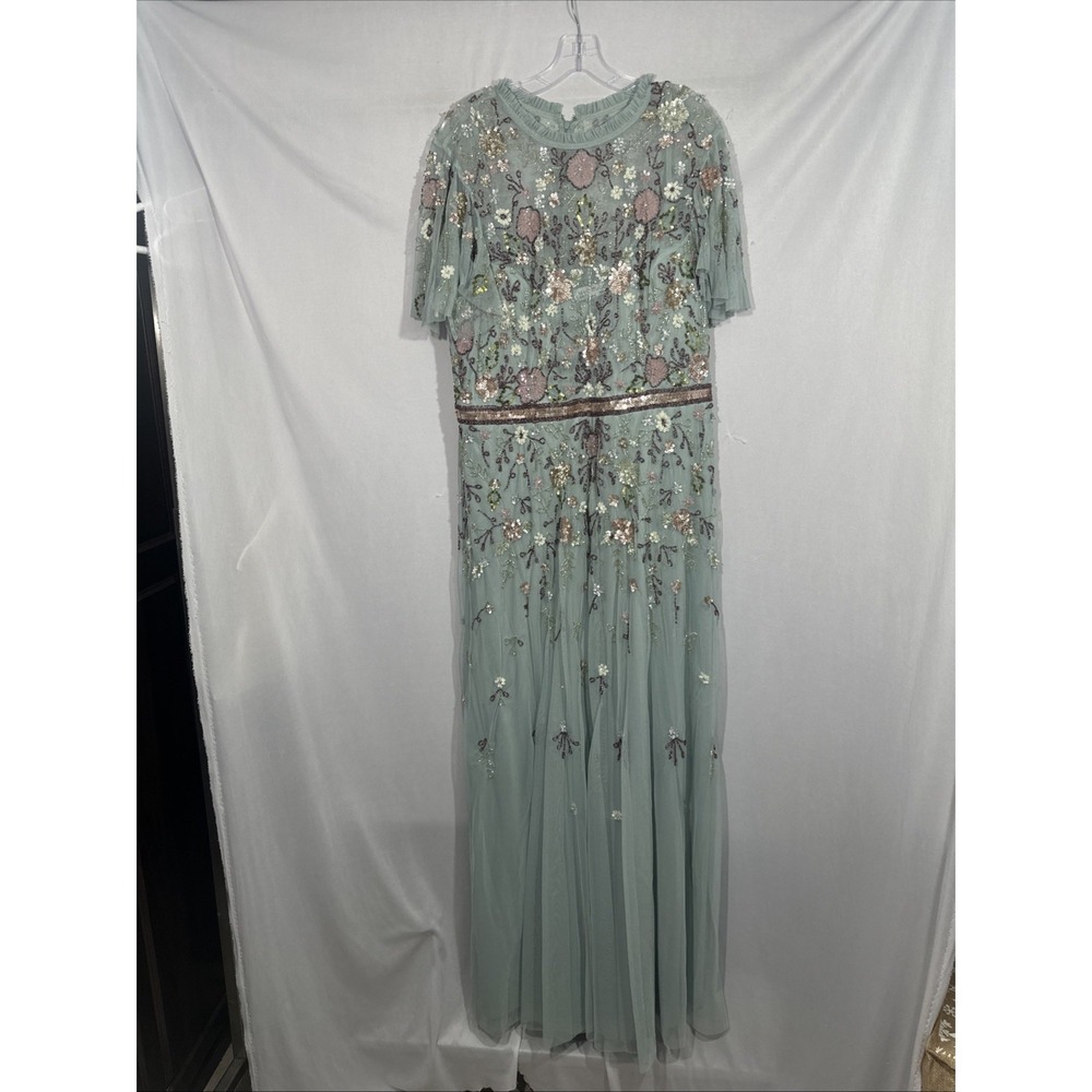 NEW Mac Duggal‎ [ 18 ] 9136 Embellished High Neck Butterfly Sleeve Gown J2223 - Picture 5 of 15